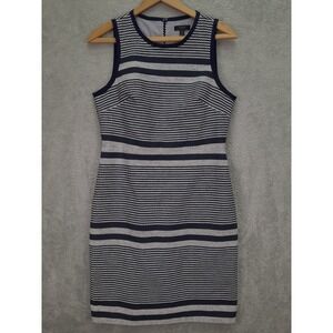J. Crew Women's MedNavy Blue and White Striped Sleeveless Sheath Dress‎ Tweed